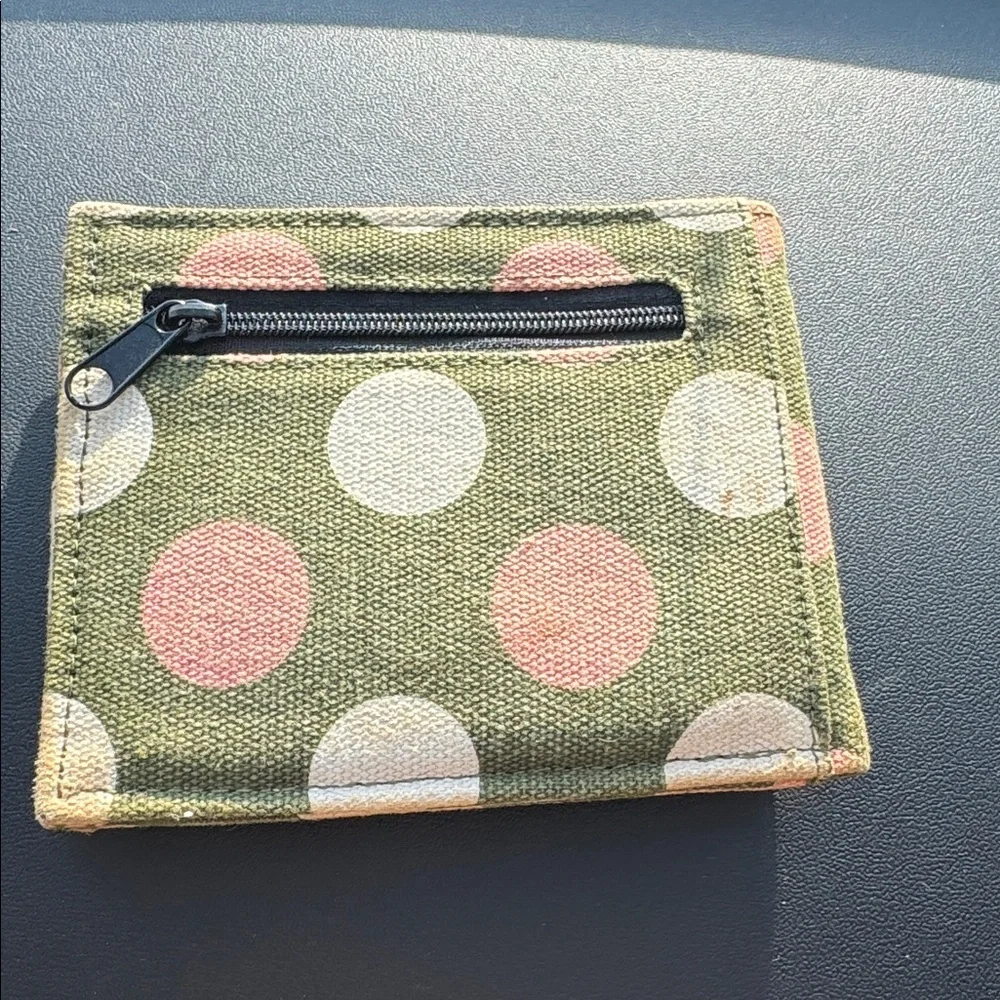 Kavu Olive and Peach Polka Dot Wallet